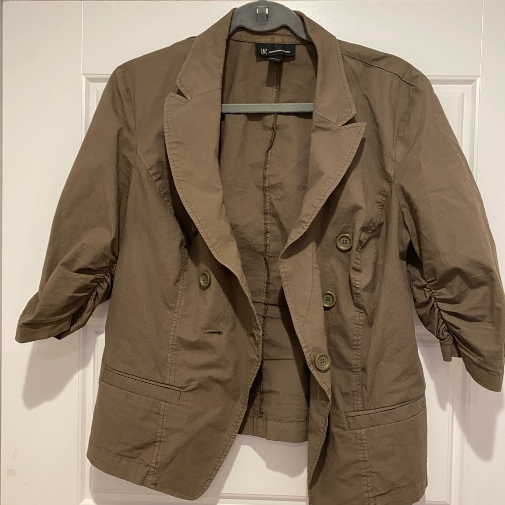 Inc International Cotton Jacket. Army green/brown color. Size L